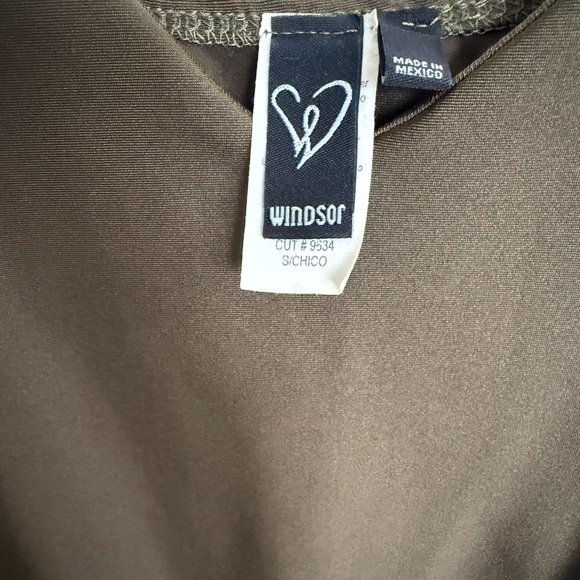 Elegant Olive Green Satin Asymmetrical Hem Dress - Picture 5 of 5